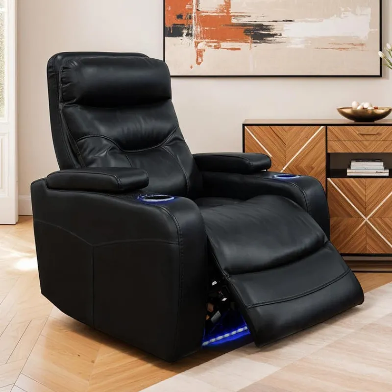 Power Recliner with Storage, Cup Holders and LED Lighting -