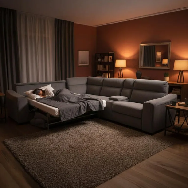 Power Reclining Sleeper Sectional with Console - 6 pcs