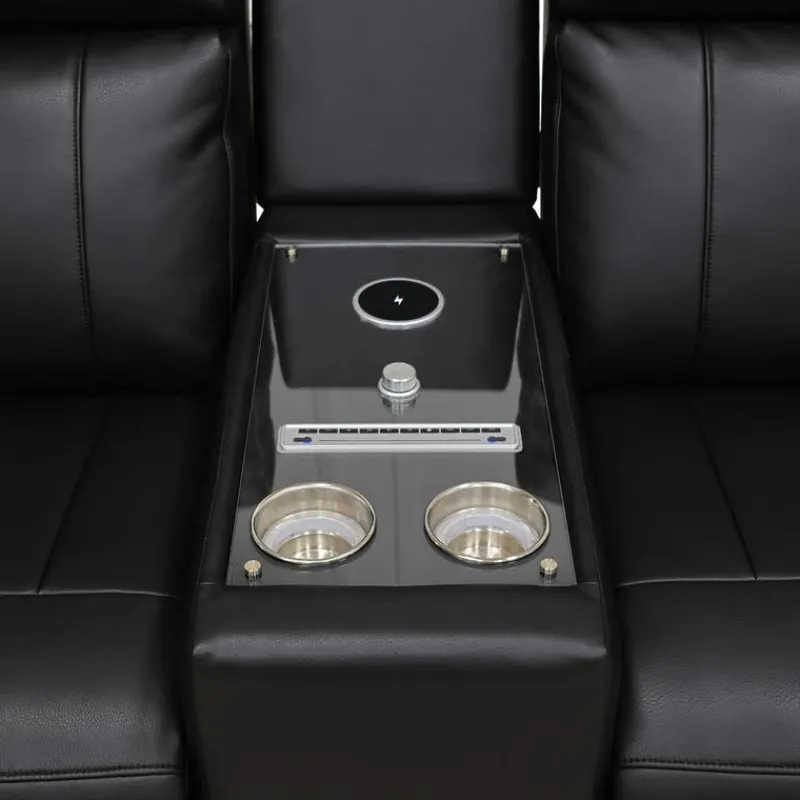 Power Reclining Loveseat with Massage, Heat, Console, and Built-In Sound System