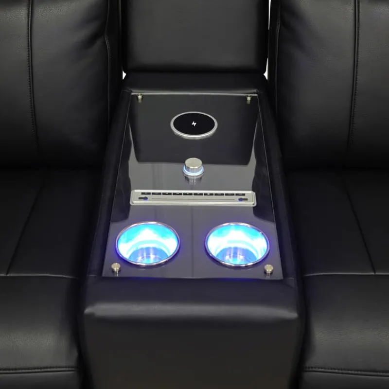 Power Reclining Loveseat with Massage, Heat, Console, and Built-In Sound System