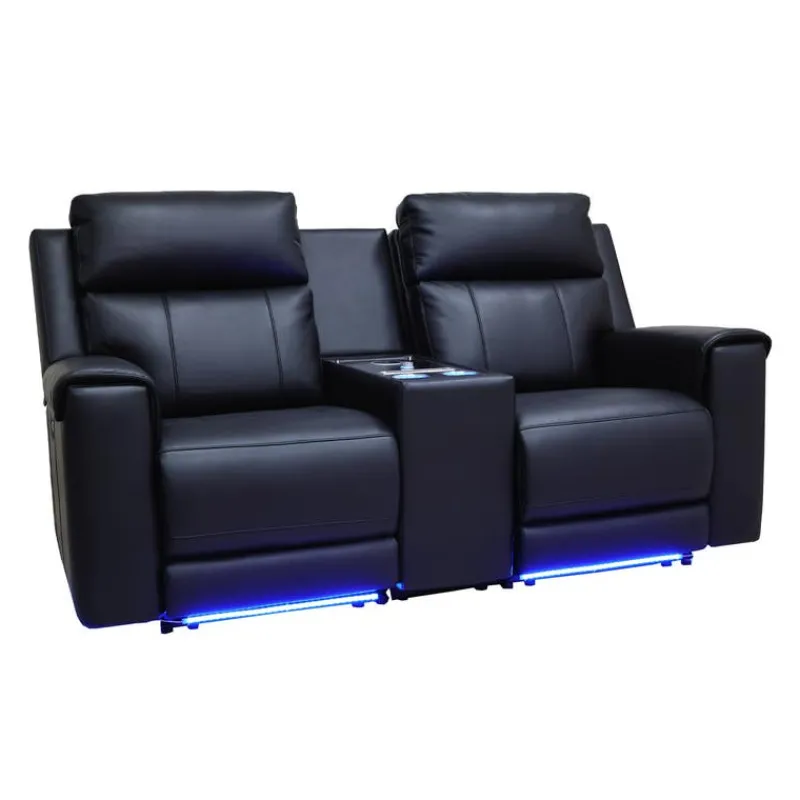Power Reclining Loveseat with Massage, Heat, Console, and Built-In Sound System