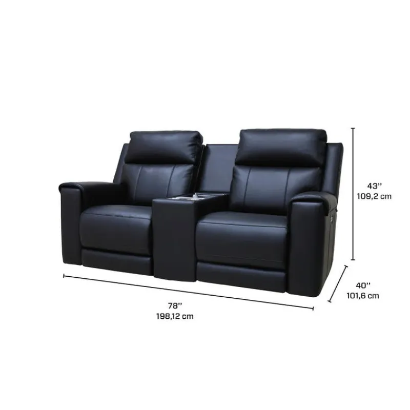 Power Reclining Loveseat with Massage, Heat, Console, and Built-In Sound System