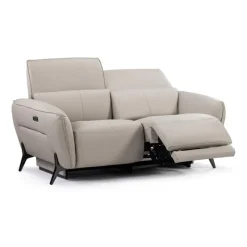 HTL Power Reclining Loveseat with Adjustable Headrests - Genuine Leather