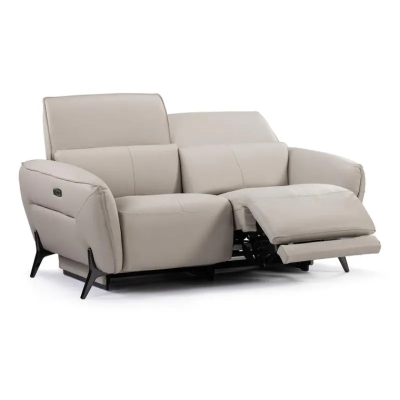 HTL Power Reclining Loveseat with Adjustable Headrests - Genuine Leather