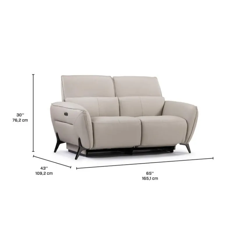 HTL Power Reclining Loveseat with Adjustable Headrests - Genuine Leather