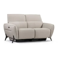 HTL Power Reclining Loveseat with Adjustable Headrests - Genuine Leather