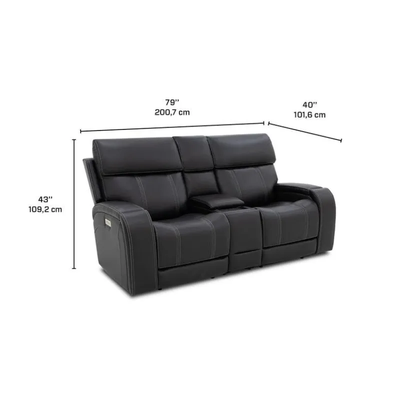 Power Reclining Loveseat with Adjustable Headrests, Console and Immersive Sound System