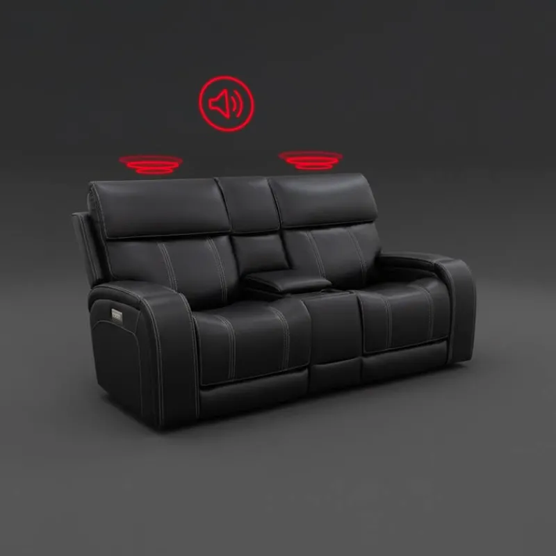 Power Reclining Loveseat with Adjustable Headrests, Console and Immersive Sound System