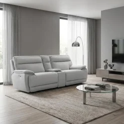 Power Reclining Modular Loveseat, Adjustable Headrests and Console with an Audio System - 3 pcs