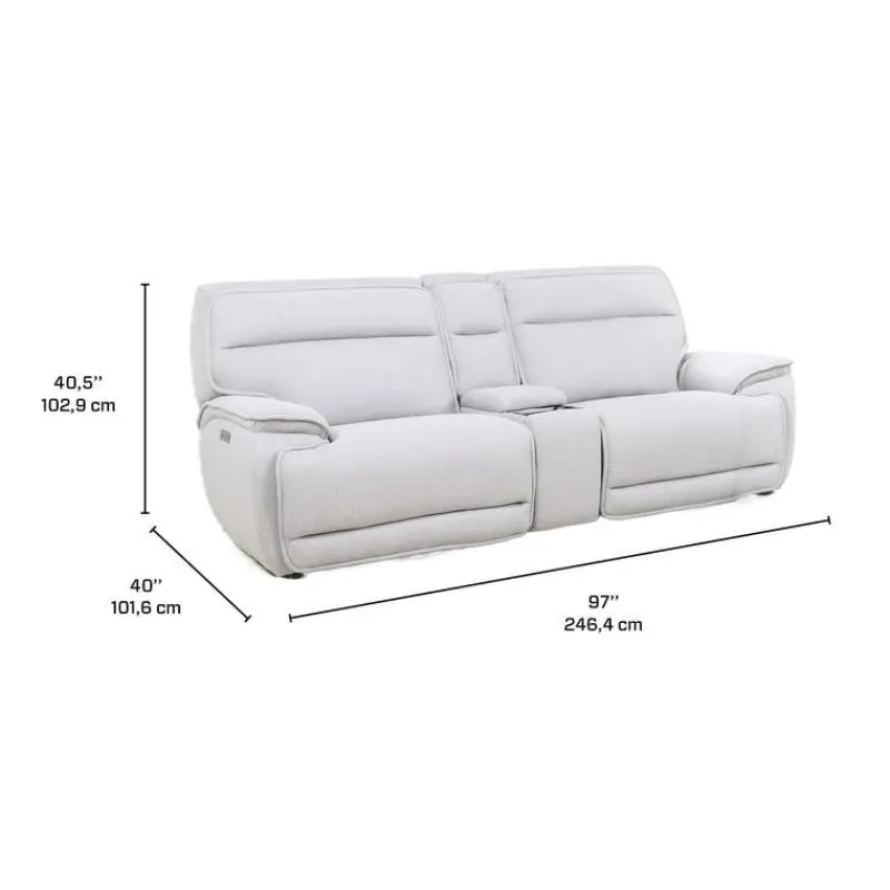 Power Reclining Modular Loveseat, Adjustable Headrests and Console with an Audio System - 3 pcs