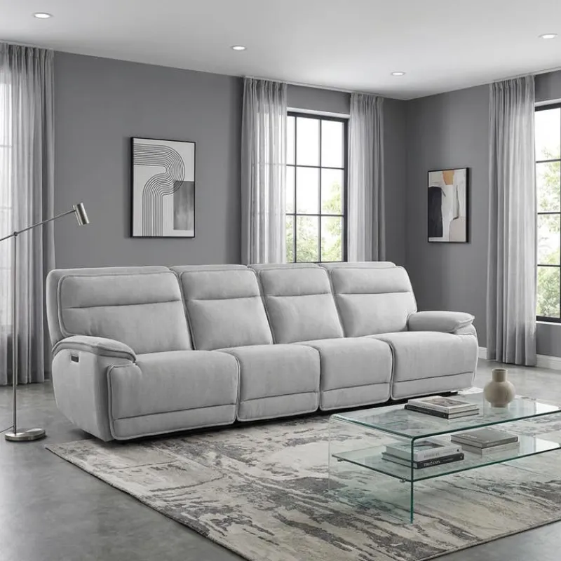 Power Reclining Modular Sofa, Adjustable Headrests and 2 Fold-Down Backrest Seats - 4 pcs