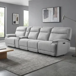 Power Reclining Modular Sectional, Adjustable Headrests, Console with an Audio System and 2 Fold-Down Backrest Seats - 5 pcs