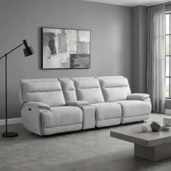 Power Reclining Modular Sofa, Adjustable Headrests, Console with an Audio System and Fold-Down Backrest Seat - 4 pcs