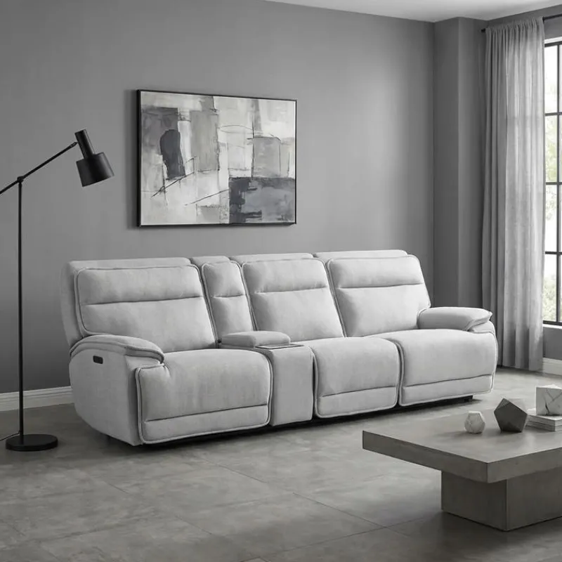 Power Reclining Modular Sofa, Adjustable Headrests, Console with an Audio System and Fold-Down Backrest Seat - 4 pcs