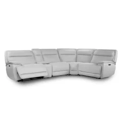 Power Reclining Modular Sectional, Adjustable Headrests and Console with an Audio System - 5 pcs