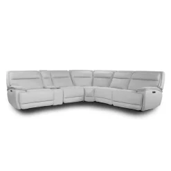 Power Reclining Modular Sectional, Adjustable Headrests, Console with an Audio System and Fold-Down Backrest Seat - 6 pcs