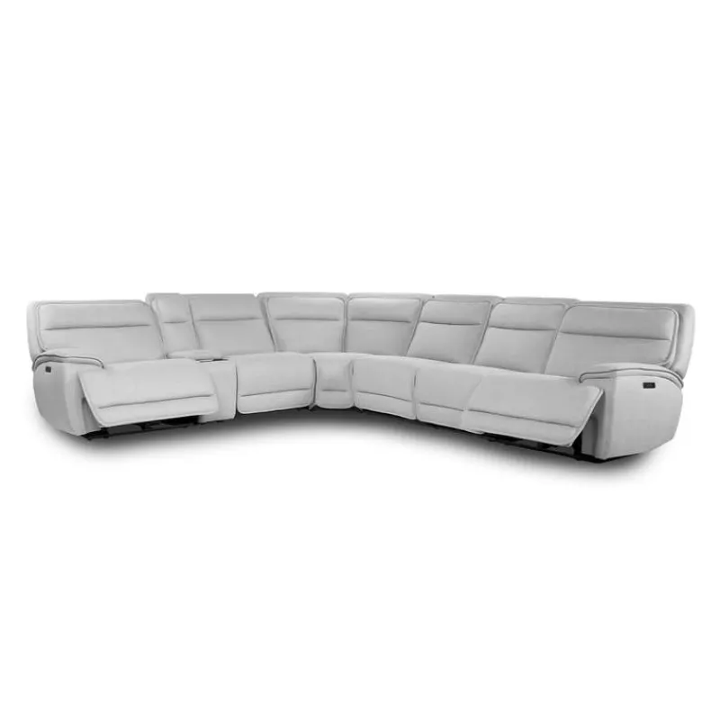 Power Reclining Modular Sectional, Adjustable Headrests, Console with an Audio System and Fold-Down Backrest Seat - 7 pcs