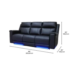 Power Reclining Sofa with Massage, Heat, and Fold-Down Backrest with Built-In Sound System