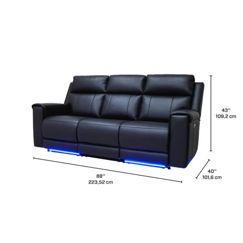 Power Reclining Sofa with Massage, Heat, and Fold-Down Backrest with Built-In Sound System