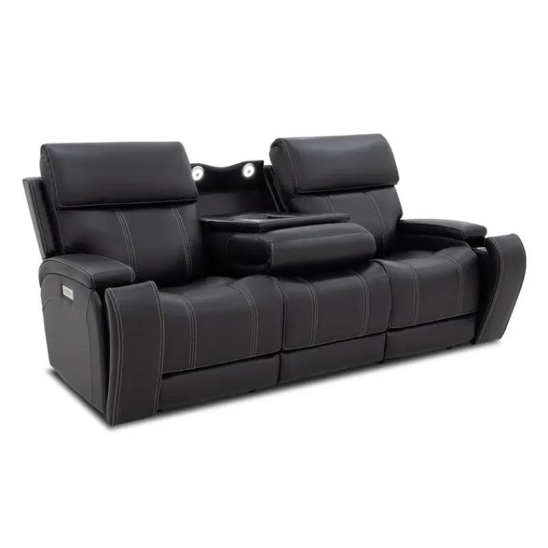Power Reclining Sofa with Adjustable Headrests, Fold-Down Seat and Immersive Sound System