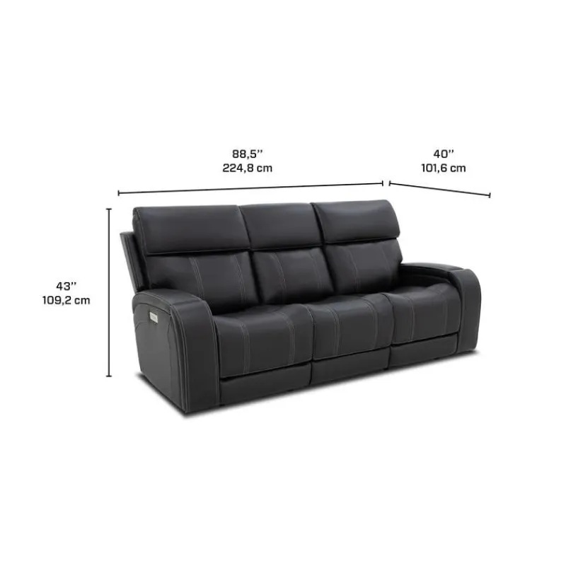 Power Reclining Sofa with Adjustable Headrests, Fold-Down Seat and Immersive Sound System
