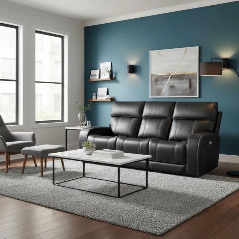 Power Reclining Sofa with Adjustable Headrests, Fold-Down Seat and Immersive Sound System