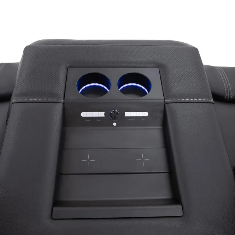 Power Reclining Sofa with Adjustable Headrests, Fold-Down Seat and Immersive Sound System