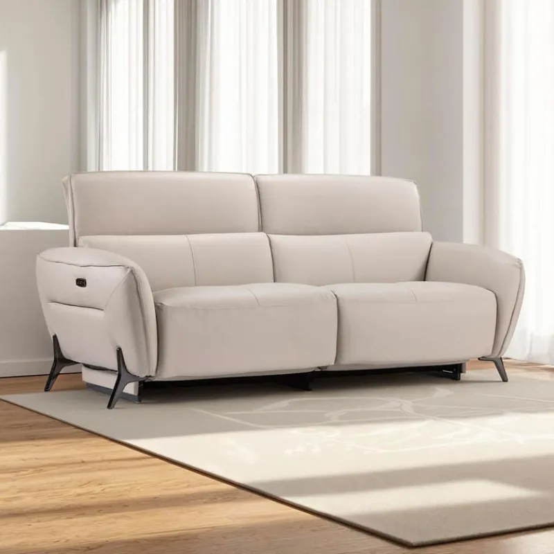 HTL Power Reclining Sofa with Adjustable Headrests - Genuine Leather