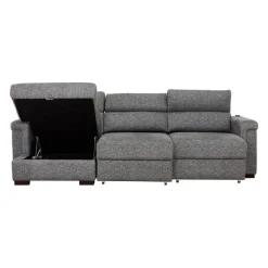 Power Sectional Bed with Sliding Seats and Storage Chaise