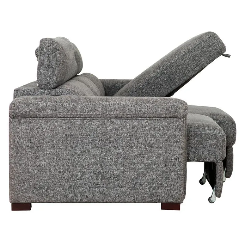 Power Sectional Bed with Sliding Seats and Storage Chaise