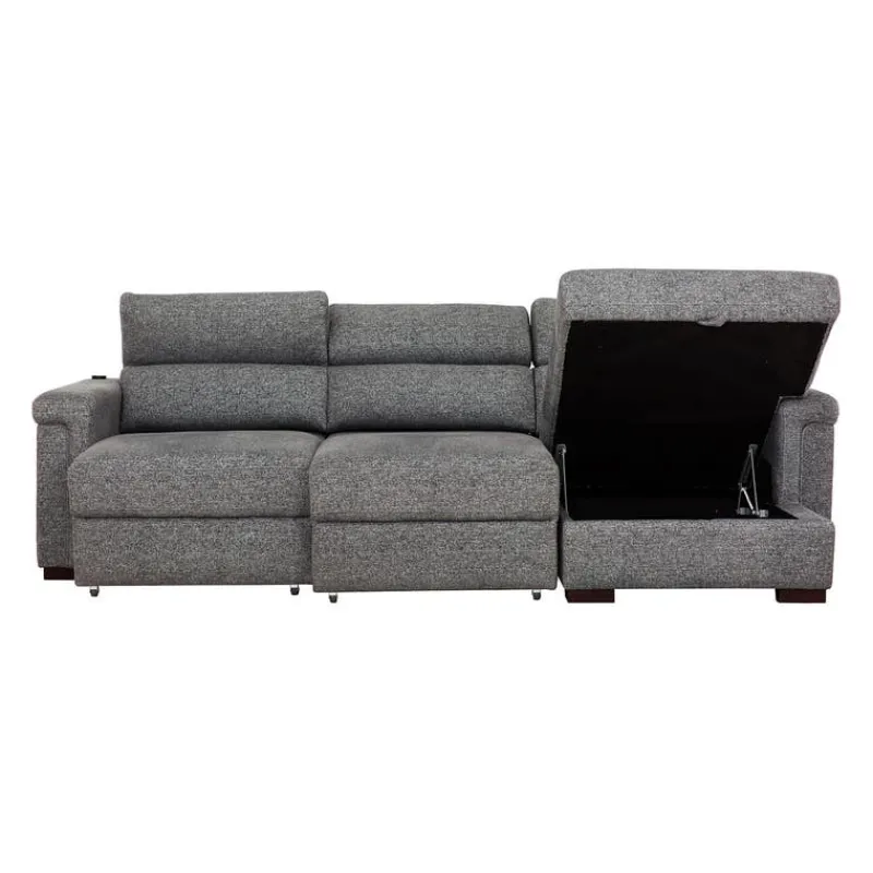 Power Sectional Bed with Sliding Seats and Storage Chaise