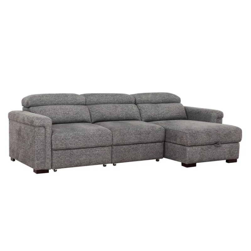 Power Sectional Bed with Sliding Seats and Storage Chaise