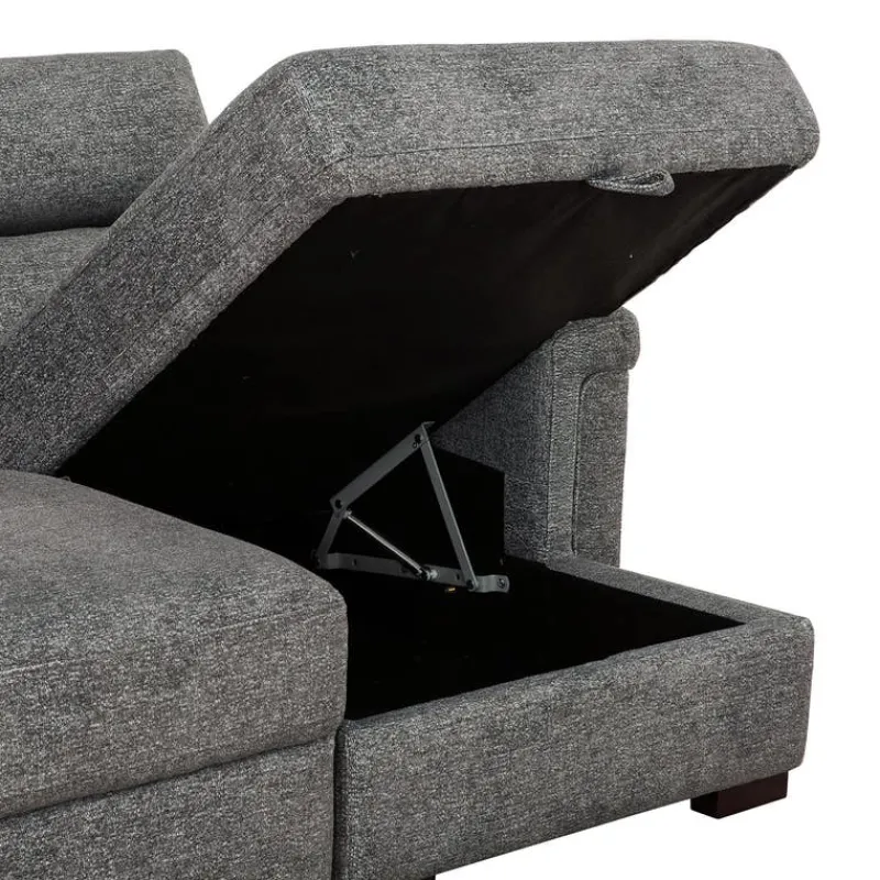 Power Sectional Bed with Sliding Seats and Storage Chaise