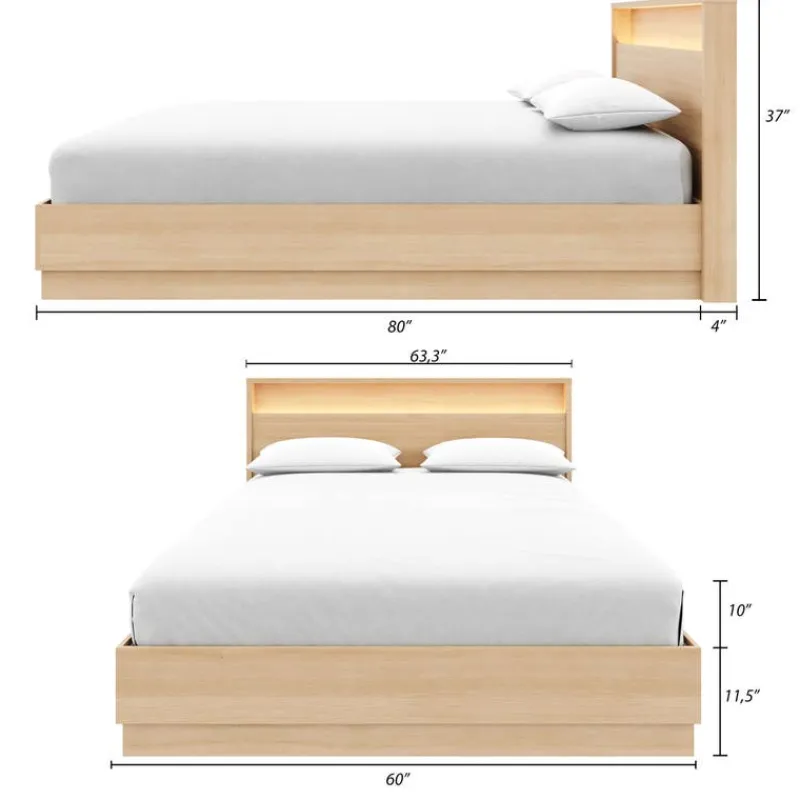Nexera Queen Bed and Headboard with Integrated Light (60") -