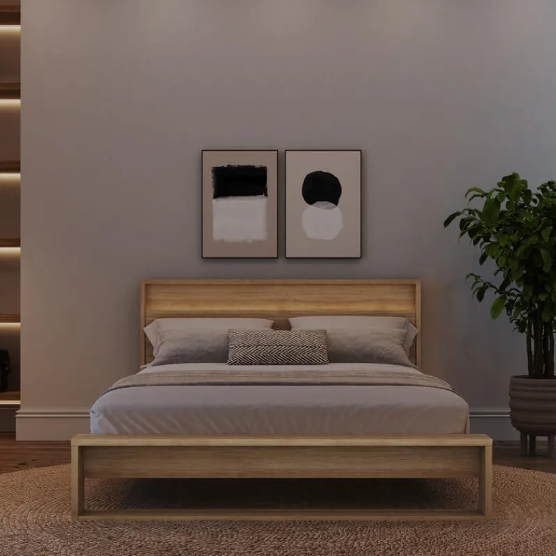 Nexera Queen Bed and Headboard with Lighting (60") -