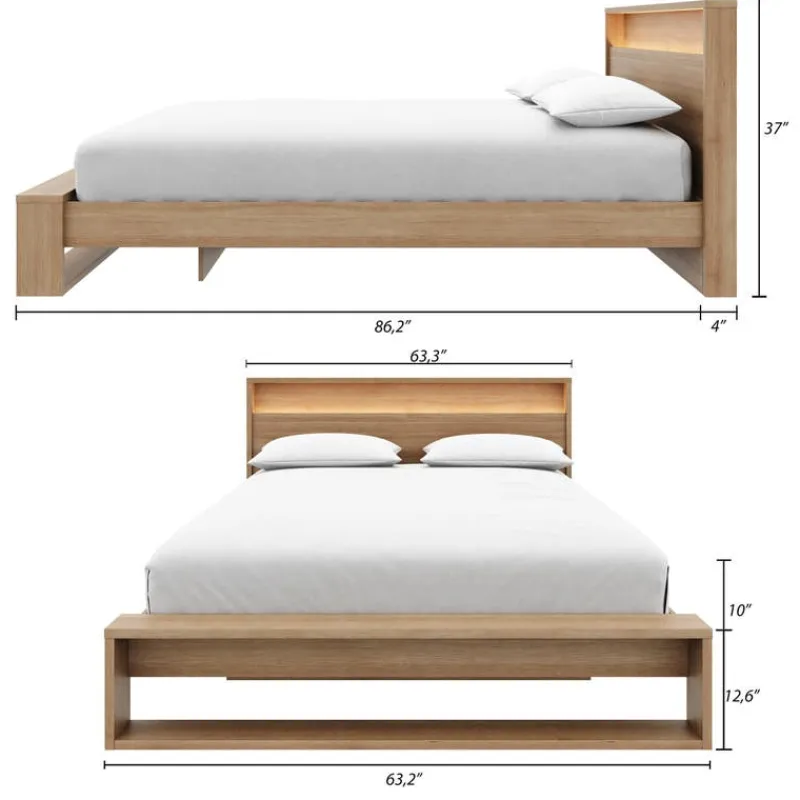 Nexera Queen Bed and Headboard with Lighting (60") -