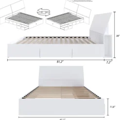 Nexera Queen Bed with 3-Drawer Storage and Headboard (60