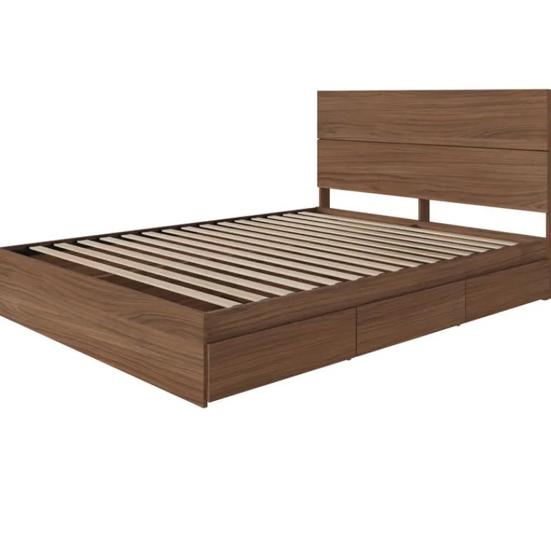 Nexera Queen Bed with 3-Drawer Storage and Headboard (60") -