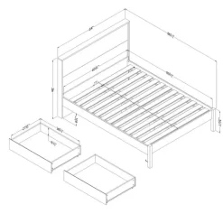 Meubles South Shore Queen Bed with 2-Drawer Storage and Headboard (60") - South Shore