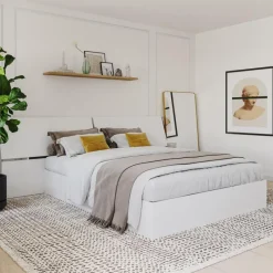 Nexera Queen Bed with 3-Drawer Storage and Headboard (60") -