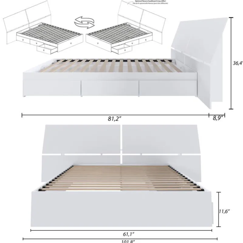 Nexera Queen Bed with Headboard (60") -
