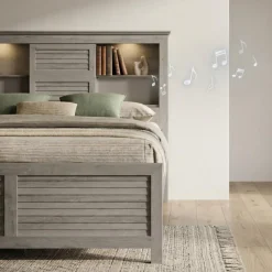 Queen Bed with Multifunctional Headboard with Speakers - 60"