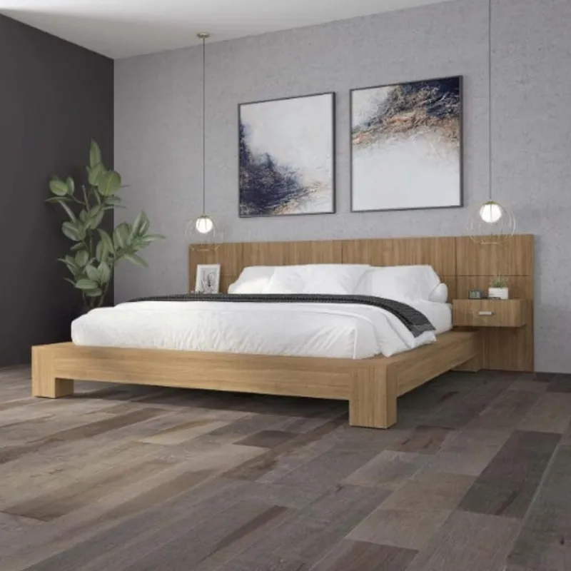 SUA-V Queen Bed with Wall Units and Nightstands (60")