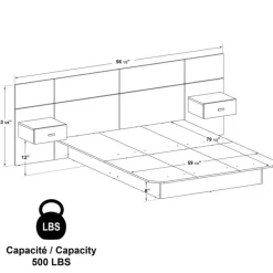 SUA-V Queen Bed with Wall Units and Nightstands (60")