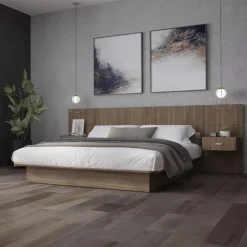 SUA-V Queen Bed with Wall Units and Nightstands (60")
