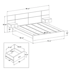 SUA-V Queen Bed with Wall Units & Nightstands (60")