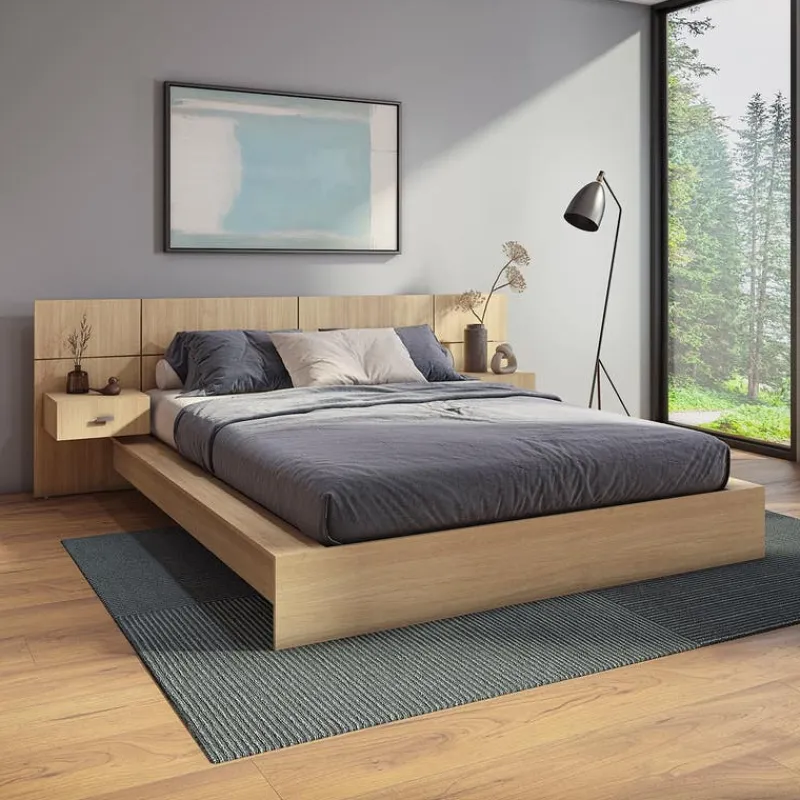 SUA-V Queen Bed with Wall Units & Nightstands (60")