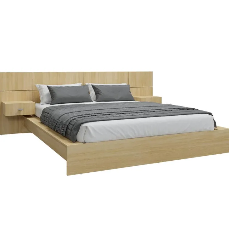 SUA-V Queen Bed with Wall Units & Nightstands (60")