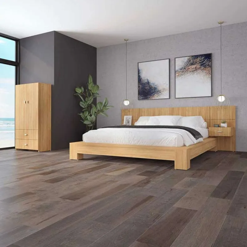 SUA-V Queen Bed with Wall Units and Nightstands (60")