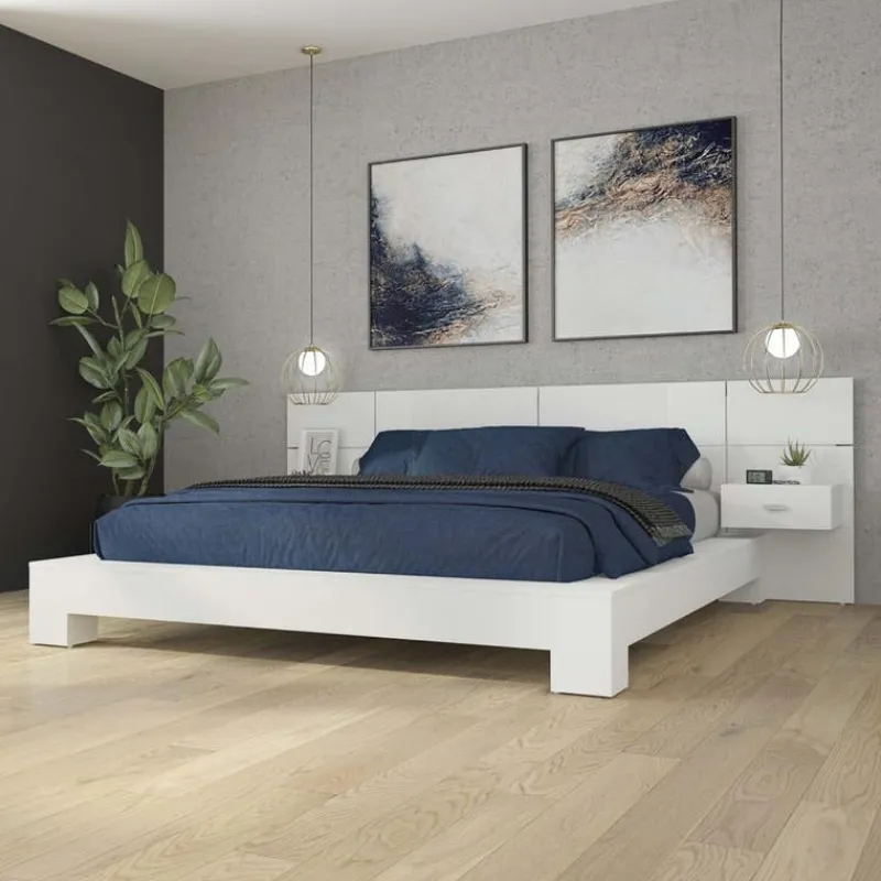 SUA-V Queen Bed with Wall Units and Nightstands (60")